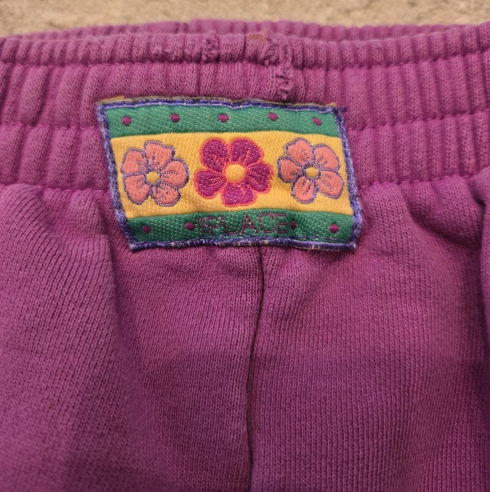 Vintage The Children's Place Purple Floral Embroidered Sweatshirt Pants 2pc Set